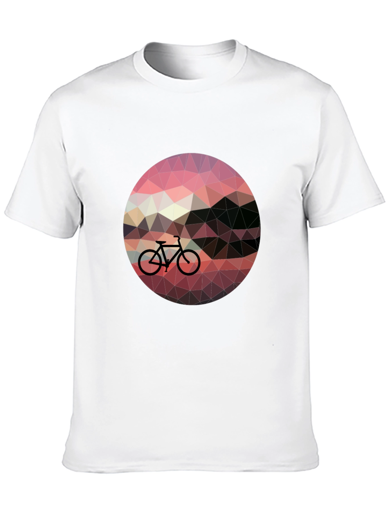Geometric Bike Sunset Graphic Tee - Black Casual T-Shirt