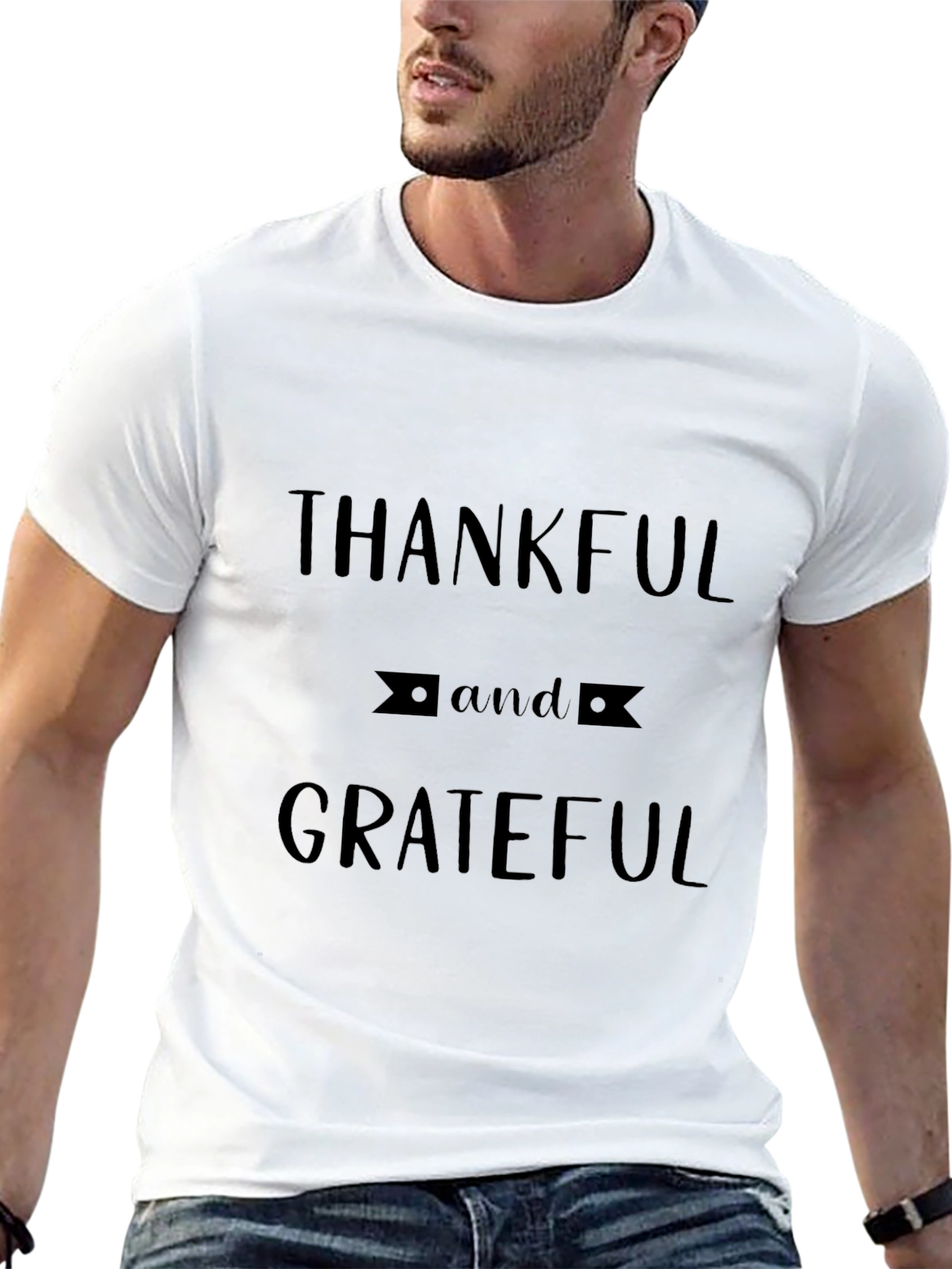 Thankful & Grateful Black Graphic T-Shirt