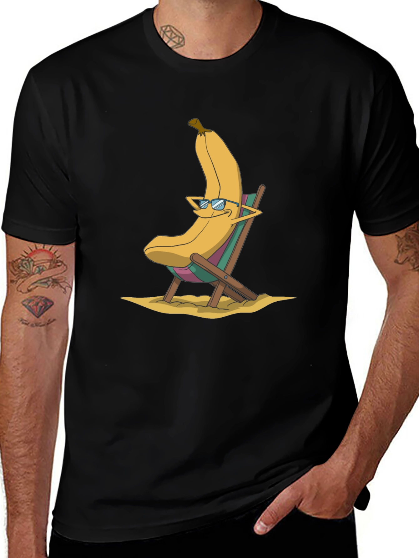 Banana Beach Relaxation T-Shirt - Cool Cartoon Design