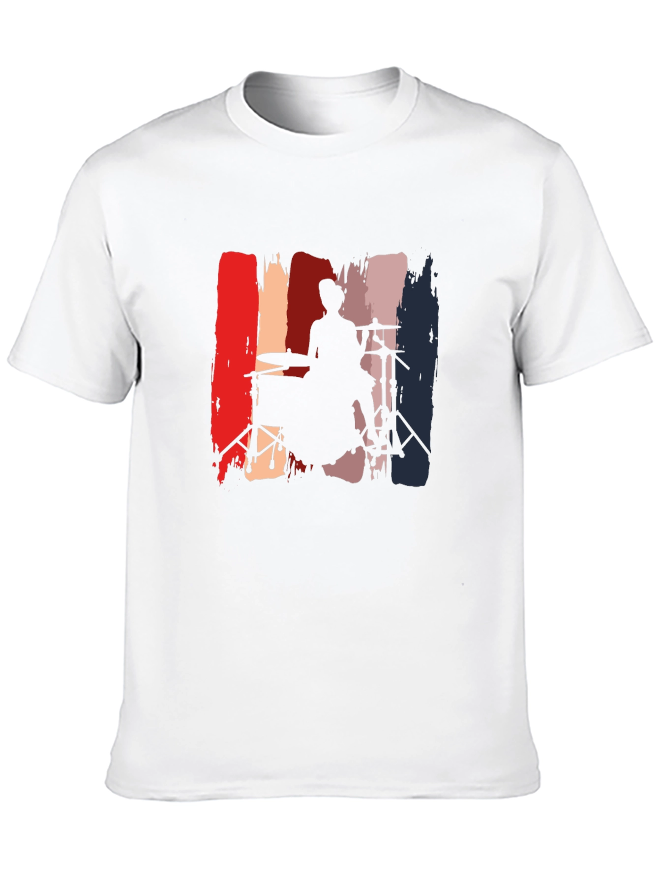 Drummer Silhouette Graphic Tee - Black Casual T-Shirt