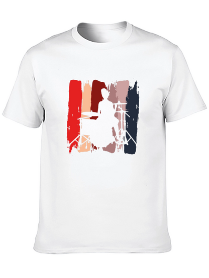 Drummer Silhouette Graphic Tee - Black Casual T-Shirt