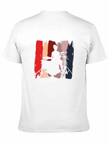 Drummer Silhouette Graphic Tee - Black Casual T-Shirt