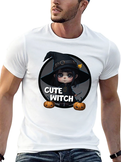 Cute Witch Graphic Tee - Halloween Apparel