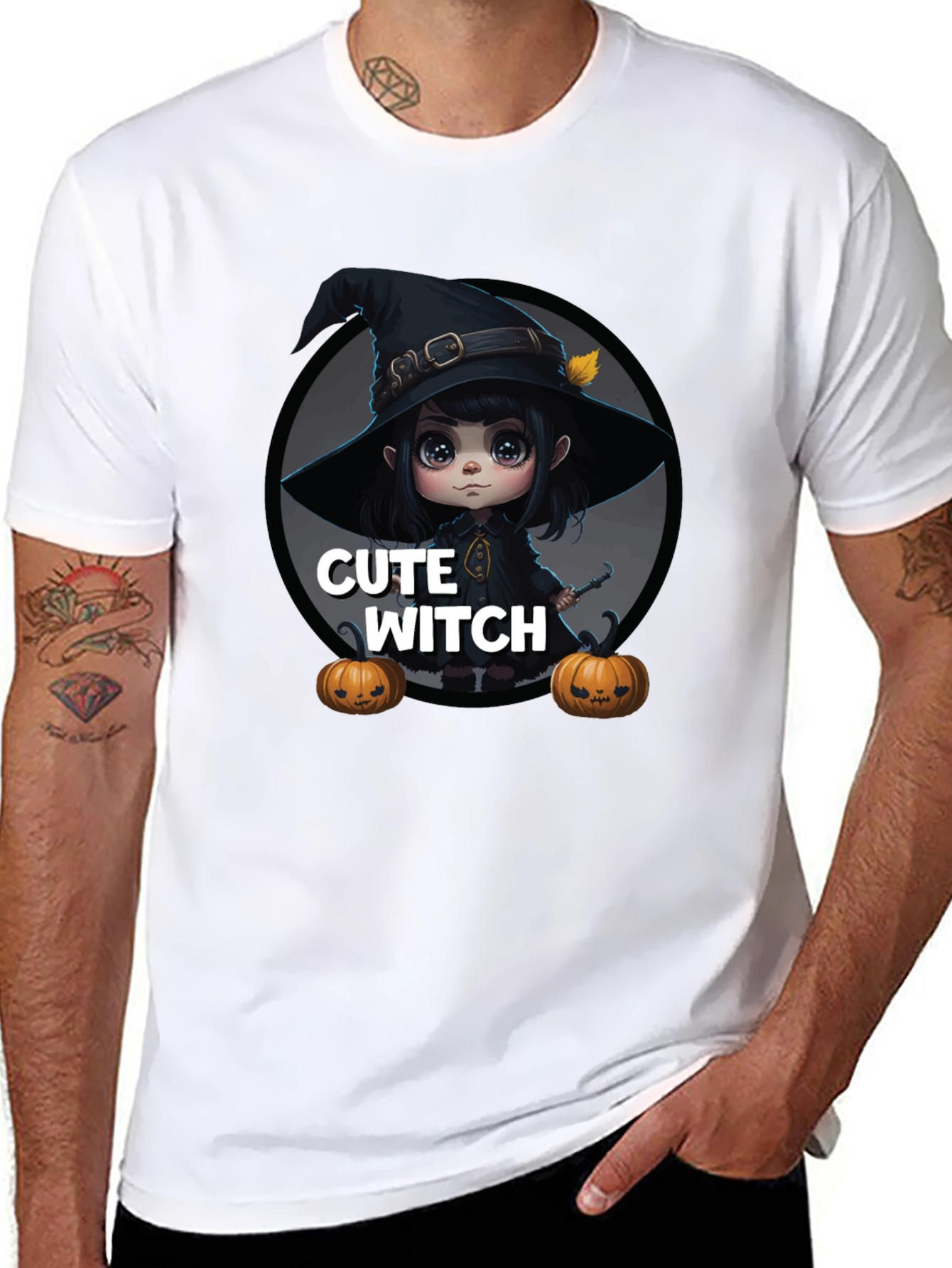 Cute Witch Graphic Tee - Halloween Apparel