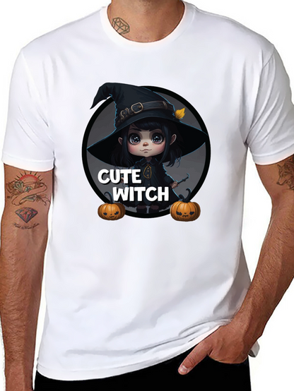 Cute Witch Graphic Tee - Halloween Apparel