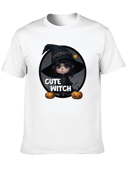 Cute Witch Graphic Tee - Halloween Apparel