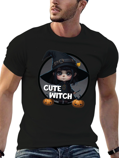 Cute Witch Graphic Tee - Halloween Apparel