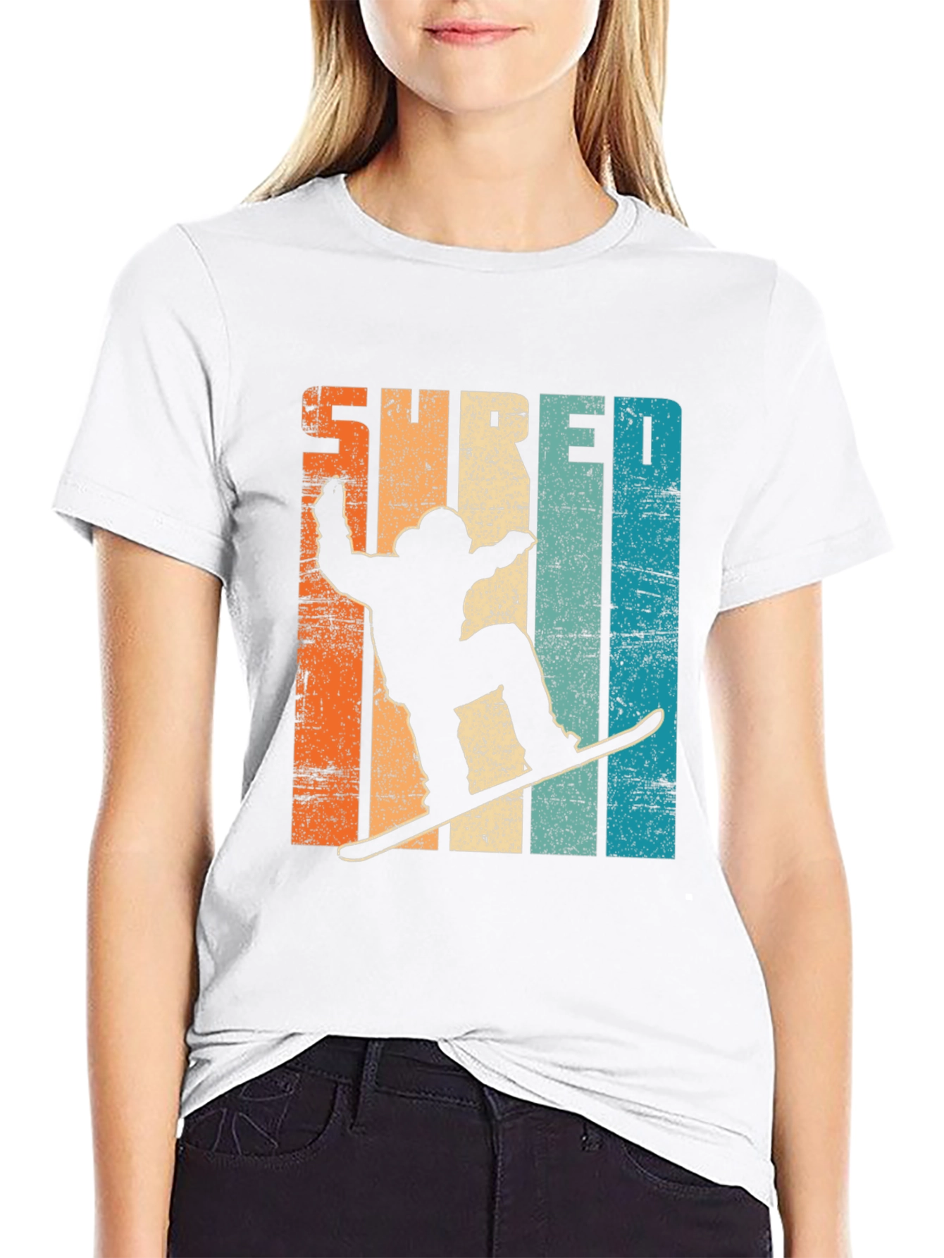 Shred Retro Snowboarder Graphic Tee - Cool Winter Style