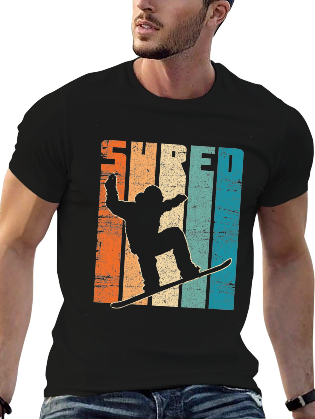 Shred Retro Snowboarder Graphic Tee - Cool Winter Style