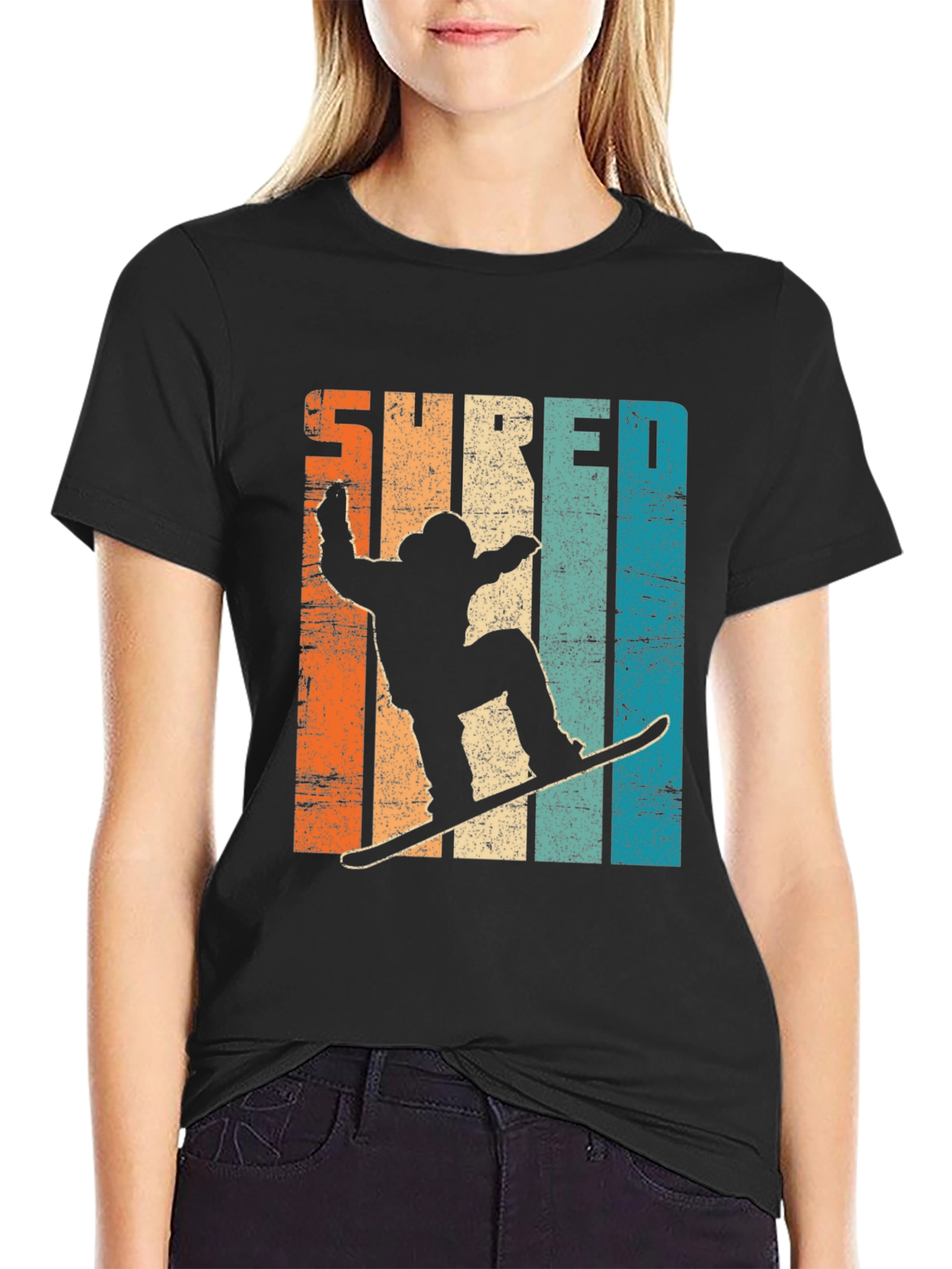 Shred Retro Snowboarder Graphic Tee - Cool Winter Style