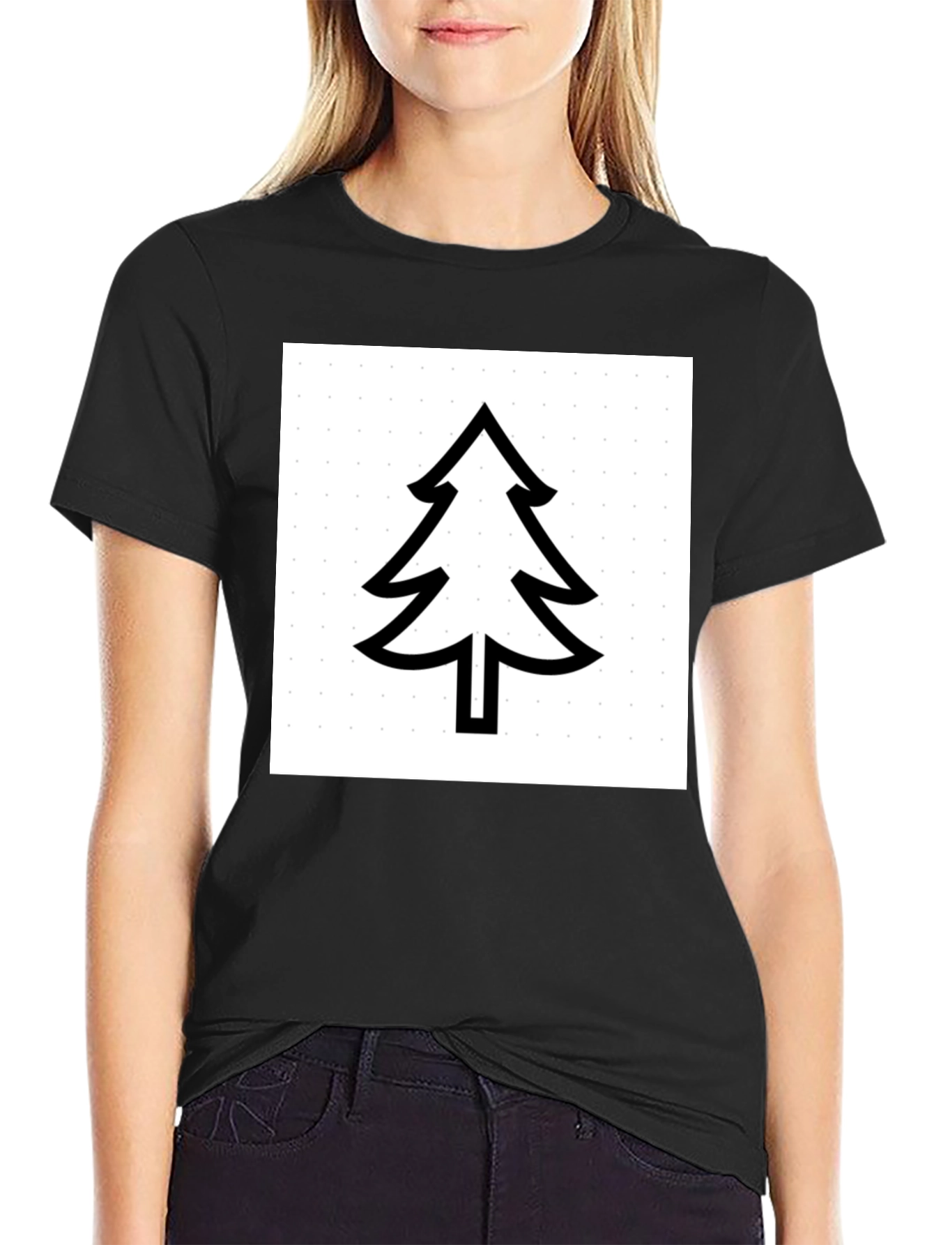 Modern Tree Graphic Tee - Black Cotton Comfort