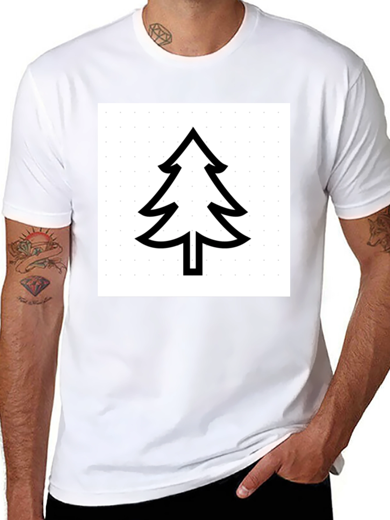 Modern Tree Graphic Tee - Black Cotton Comfort