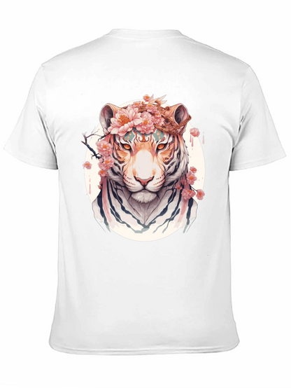 Floral Tiger Graphic Tee - Unique Black T-Shirt