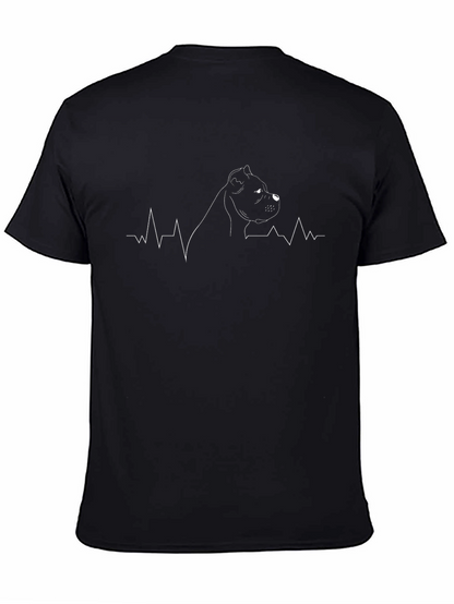 Dog Heartbeat Line Art Graphic T-Shirt - Black