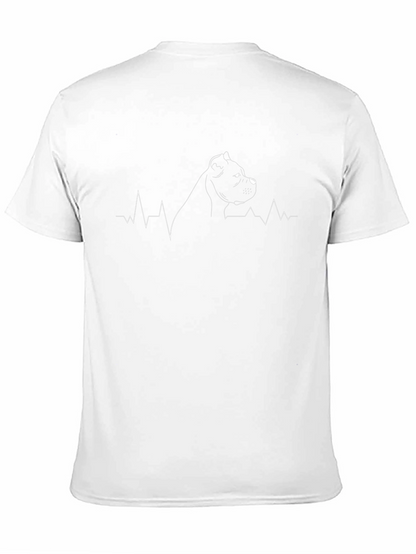 Dog Heartbeat Line Art Graphic T-Shirt - Black