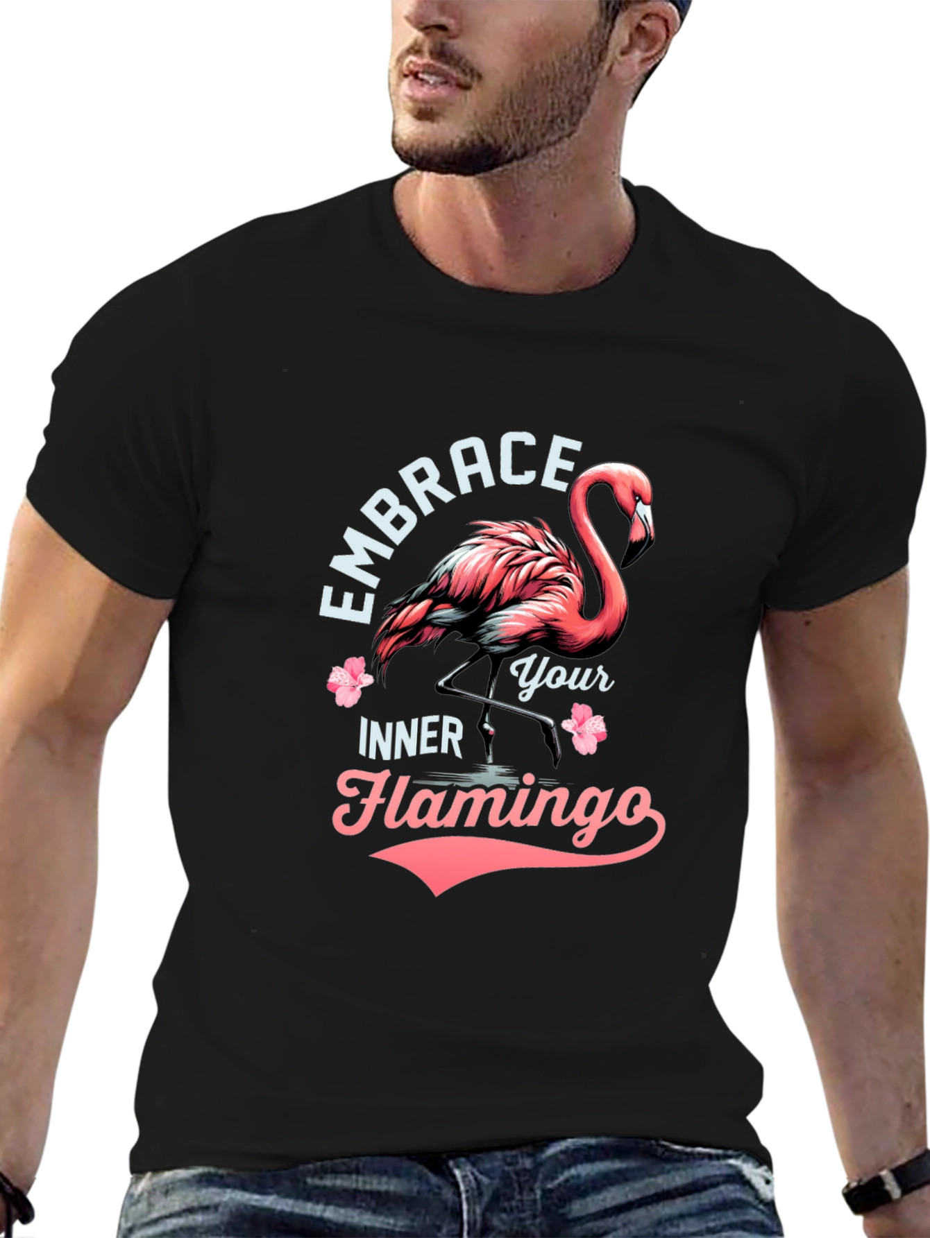 Embrace Your Inner Flamingo T-Shirt - Black Cotton Tee