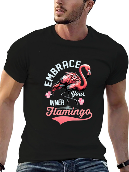 Embrace Your Inner Flamingo T-Shirt - Black Cotton Tee