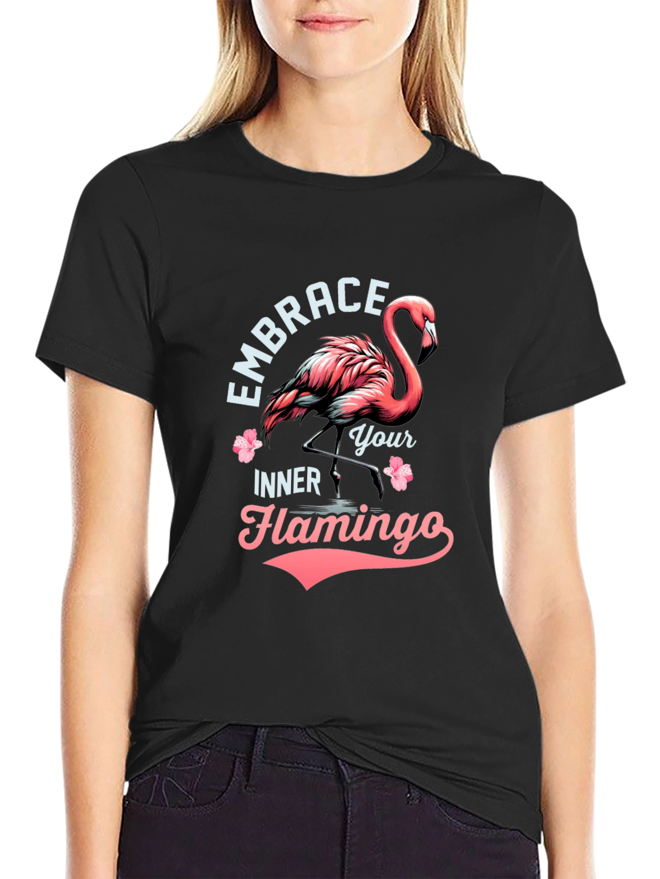 Embrace Your Inner Flamingo T-Shirt - Black Cotton Tee