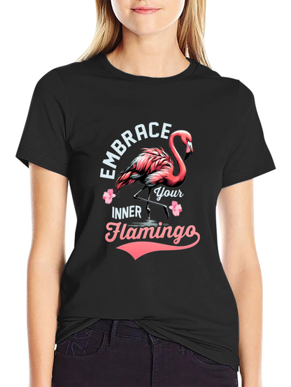 Embrace Your Inner Flamingo T-Shirt - Black Cotton Tee