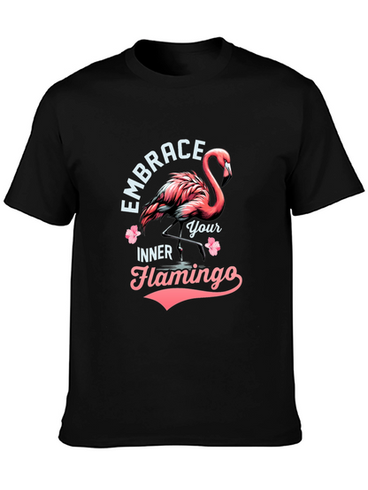 Embrace Your Inner Flamingo T-Shirt - Black Cotton Tee