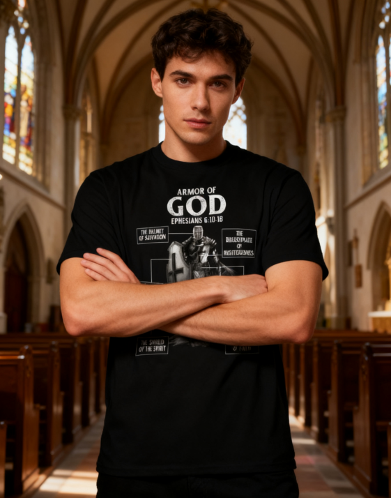Armor of God Ephesians 6:10-18 Christian T-Shirt - 100% Cotton, Faith-Inspired Tee for Daily Wear & Religious Gatherings
