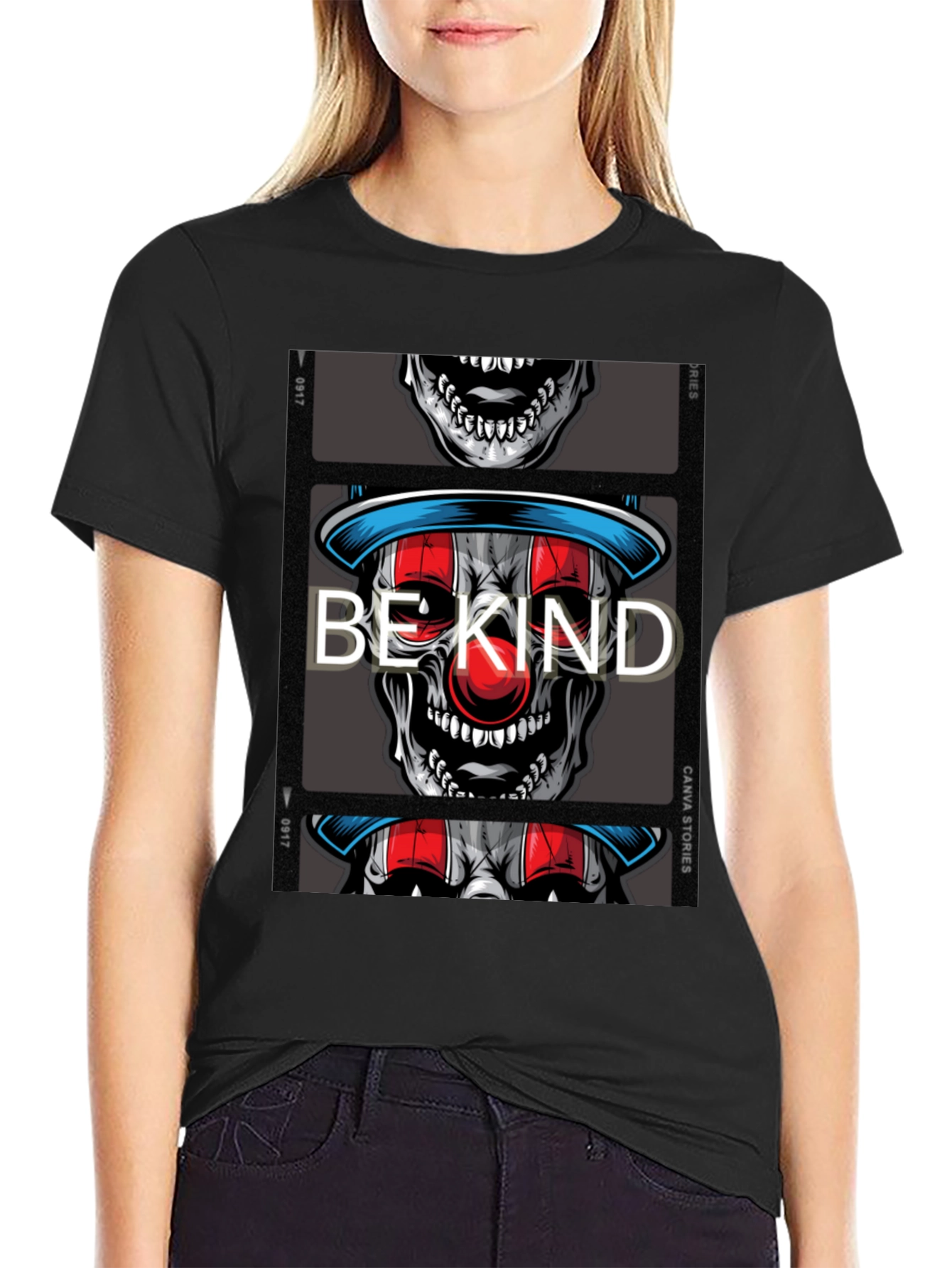 Be Kind Clown Skull Graphic T-Shirt