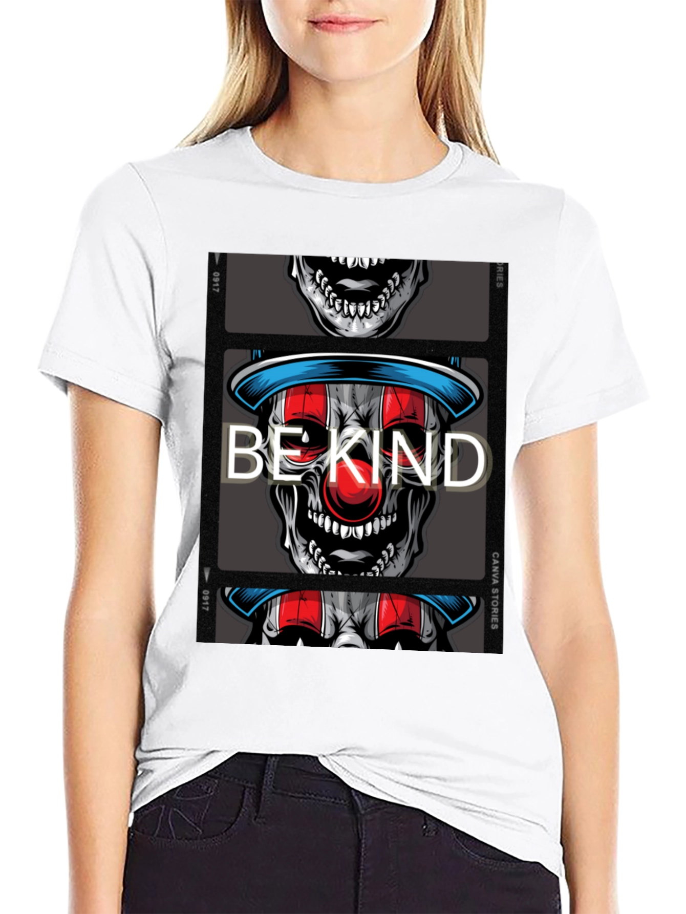 Be Kind Clown Skull Graphic T-Shirt