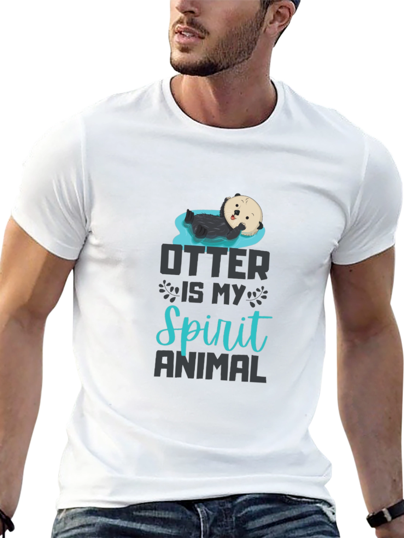 Otter Spirit Animal Graphic T-Shirt - Black