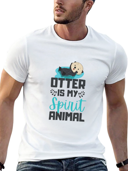 Otter Spirit Animal Graphic T-Shirt - Black