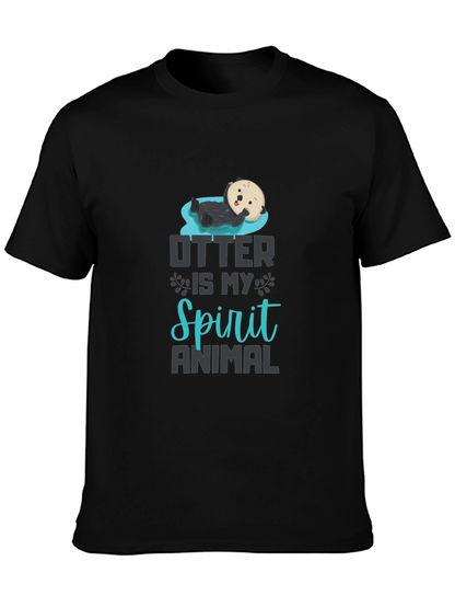 Otter Spirit Animal Graphic T-Shirt - Black