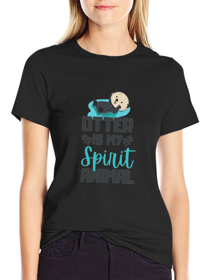 Otter Spirit Animal Graphic T-Shirt - Black