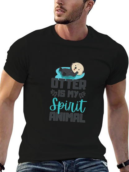 Otter Spirit Animal Graphic T-Shirt - Black