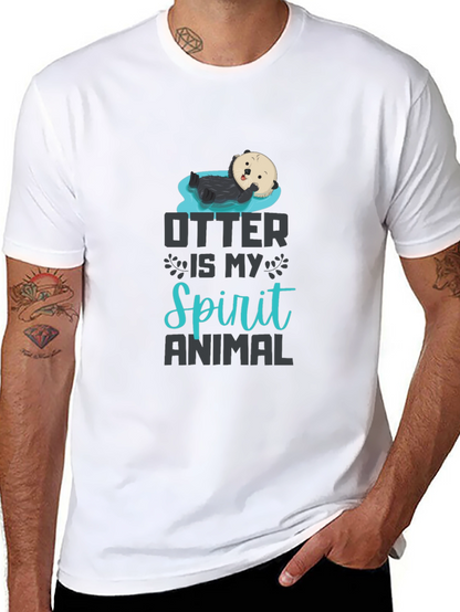 Otter Spirit Animal Graphic T-Shirt - Black