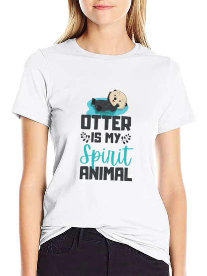 Otter Spirit Animal Graphic T-Shirt - Black