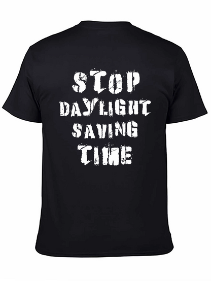 Stop Daylight Saving Time Black T-Shirt