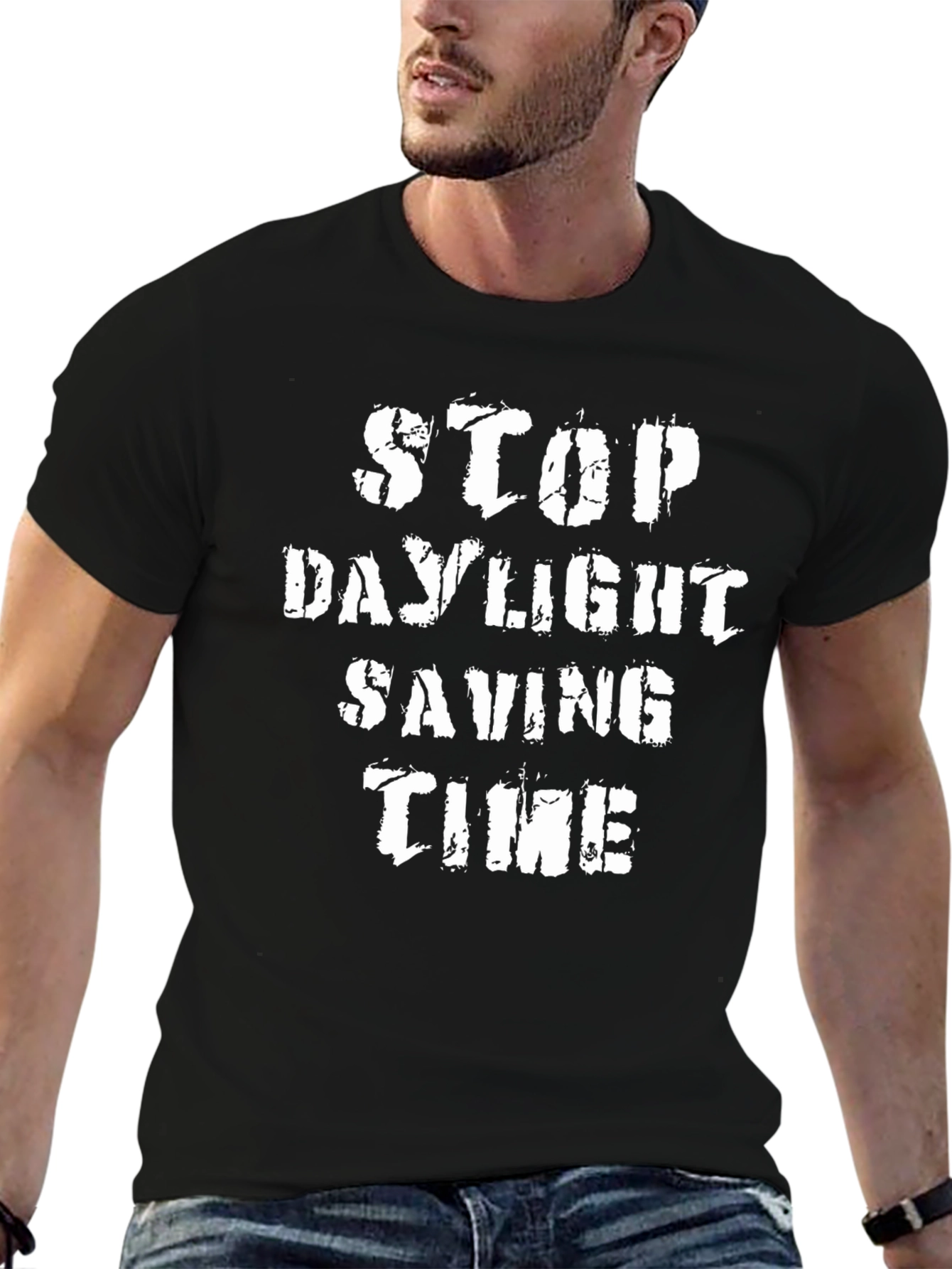 Stop Daylight Saving Time Black T-Shirt