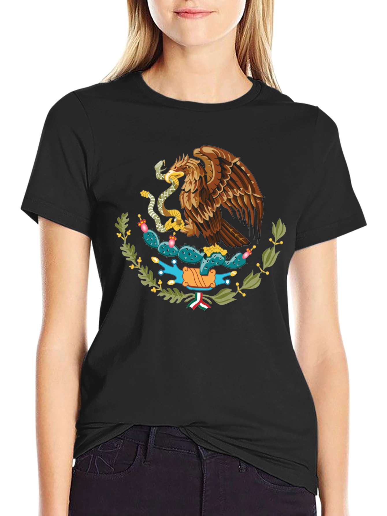 Mexican Eagle Graphic T-Shirt - Black Cotton Tee