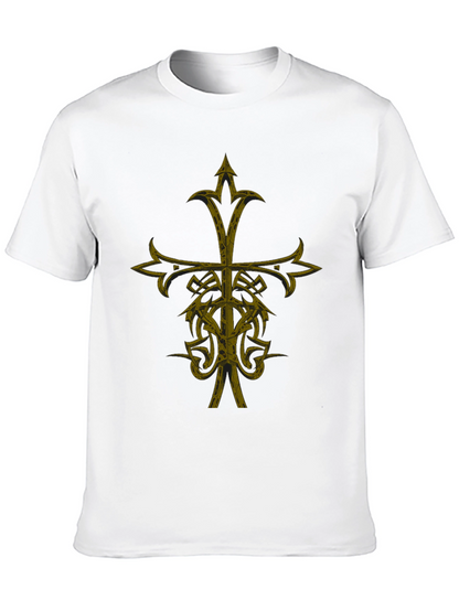 Gothic Cross Graphic Print Black T-Shirt