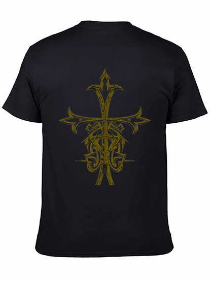 Gothic Cross Graphic Print Black T-Shirt
