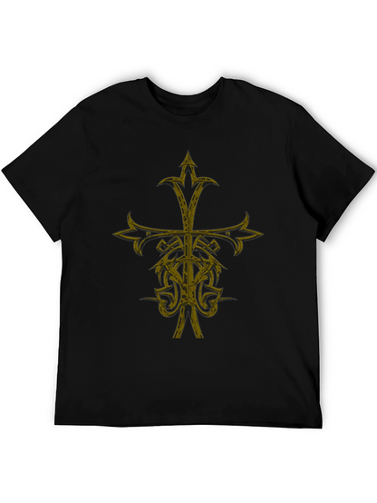 Gothic Cross Graphic Print Black T-Shirt