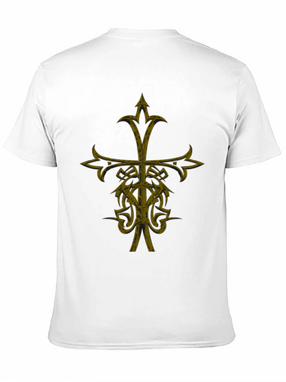 Gothic Cross Graphic Print Black T-Shirt