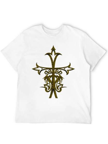 Gothic Cross Graphic Print Black T-Shirt
