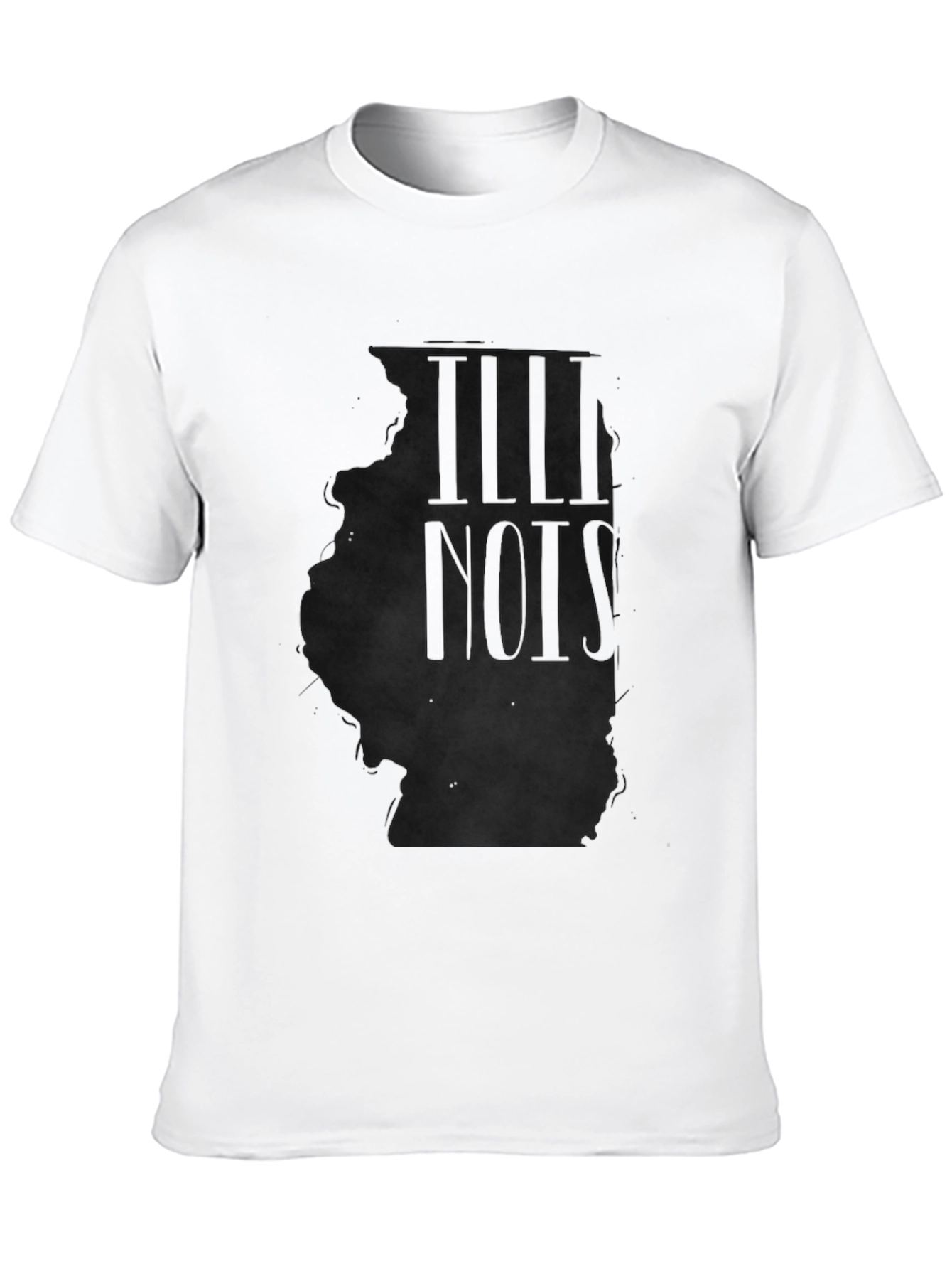 Illinois State Outline Mens Black T-Shirt