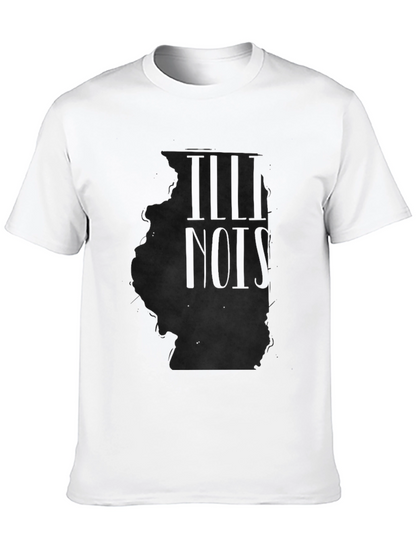 Illinois State Outline Mens Black T-Shirt