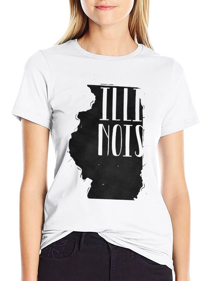 Illinois State Outline Mens Black T-Shirt