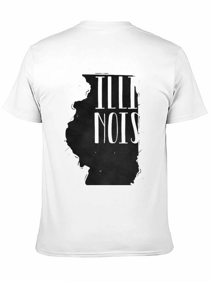 Illinois State Outline Mens Black T-Shirt