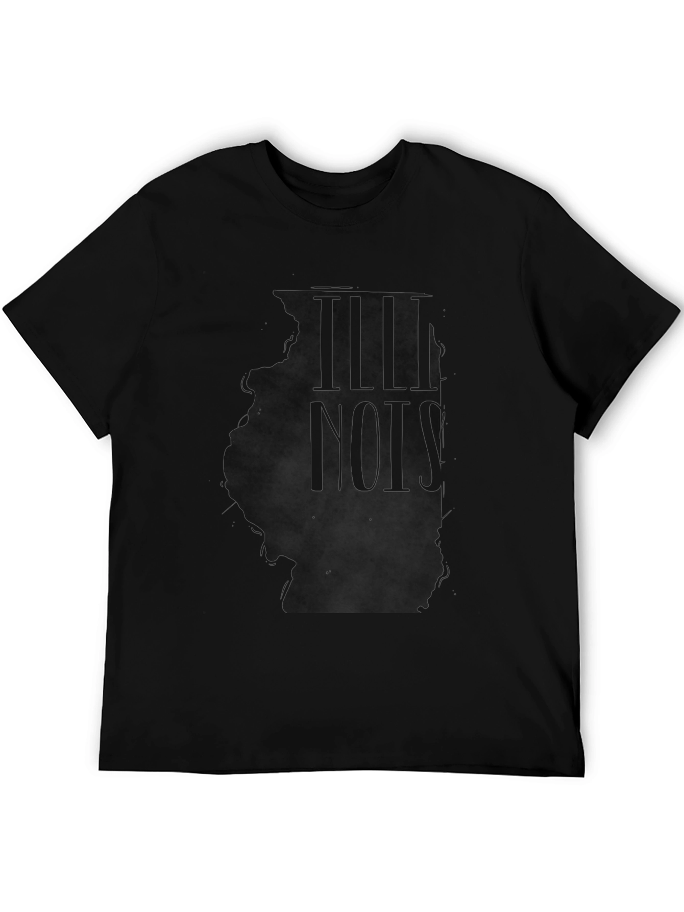 Illinois State Outline Mens Black T-Shirt