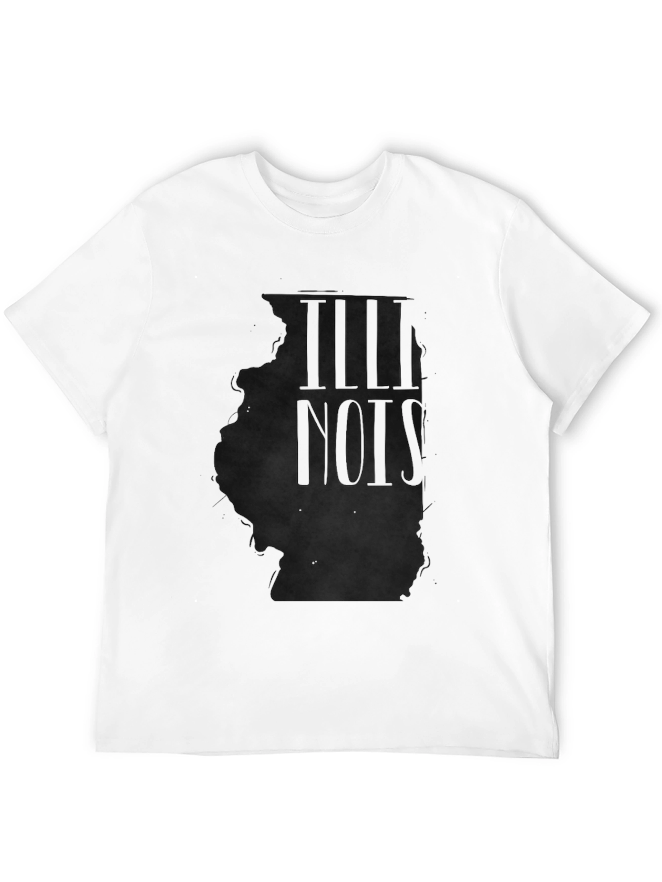 Illinois State Outline Mens Black T-Shirt