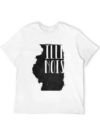 Illinois State Outline Mens Black T-Shirt