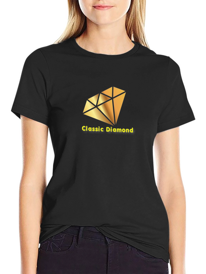 Classic Diamond Graphic Tee - Black Cotton T-Shirt